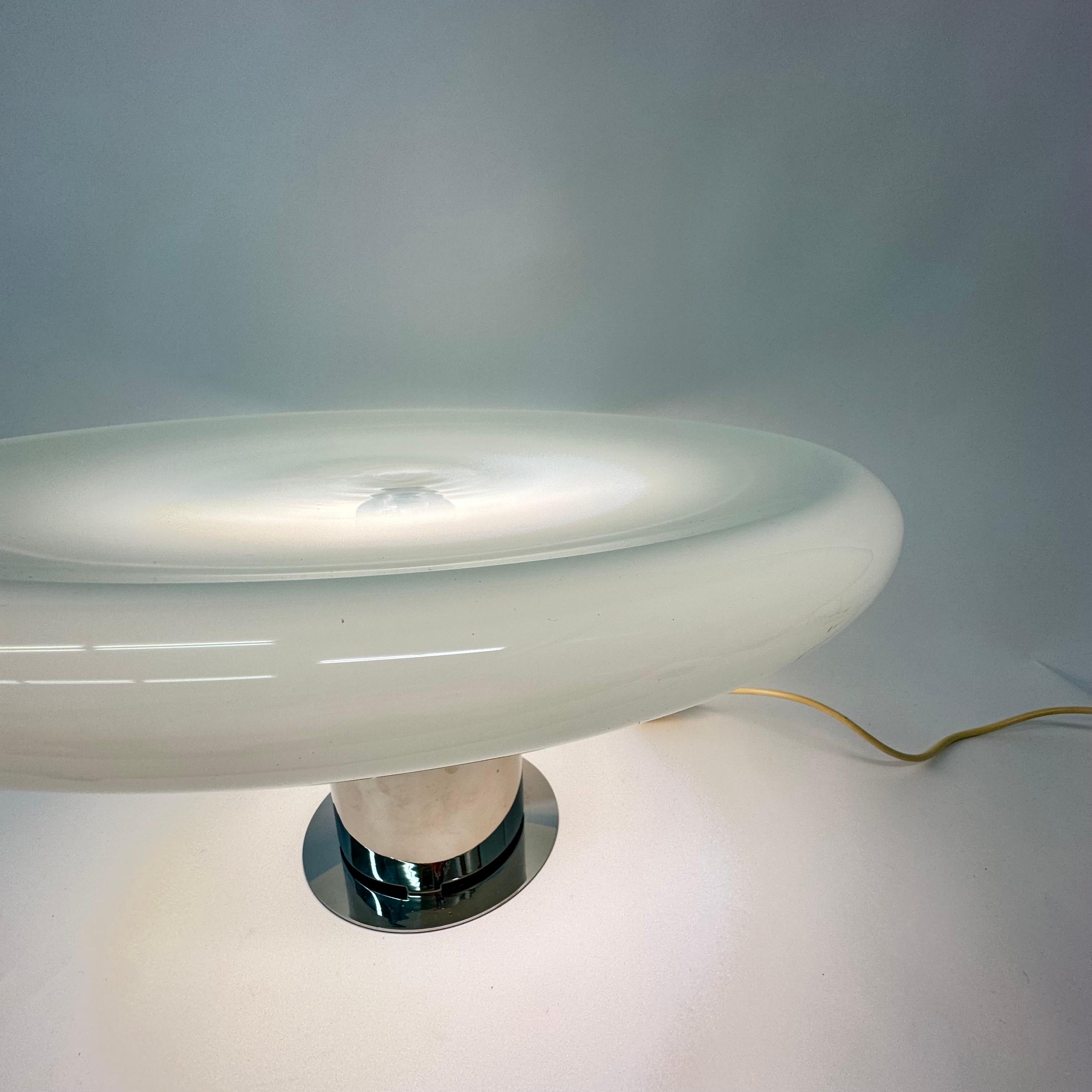 Large Glass Table Lamp Ufo Space Age Italian Design, 1970s For Sale 10
