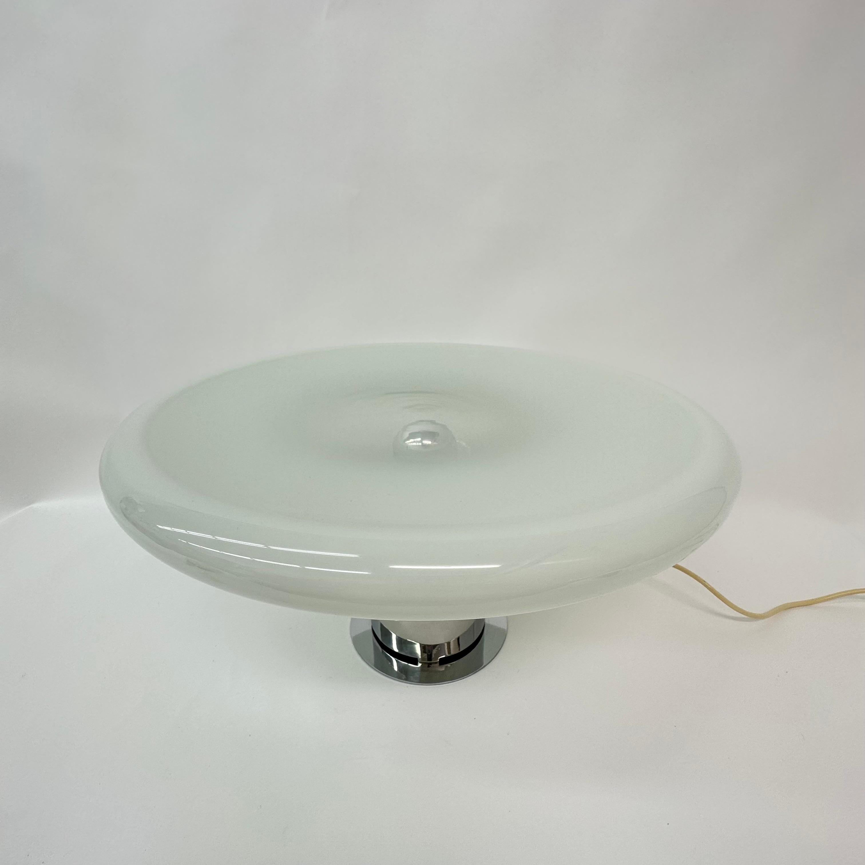 Large Glass Table Lamp Ufo Space Age Italian Design, 1970s For Sale 15