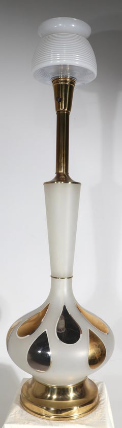 Large Glass Table Lamp with Gold Leaf Drip Motif circa 1950-1960's
