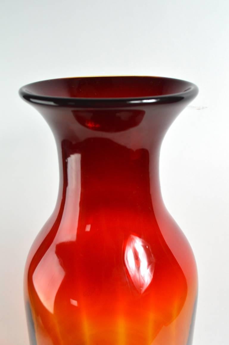 Mid-Century Modern Large Glass Vase Attributed to Blenko For Sale
