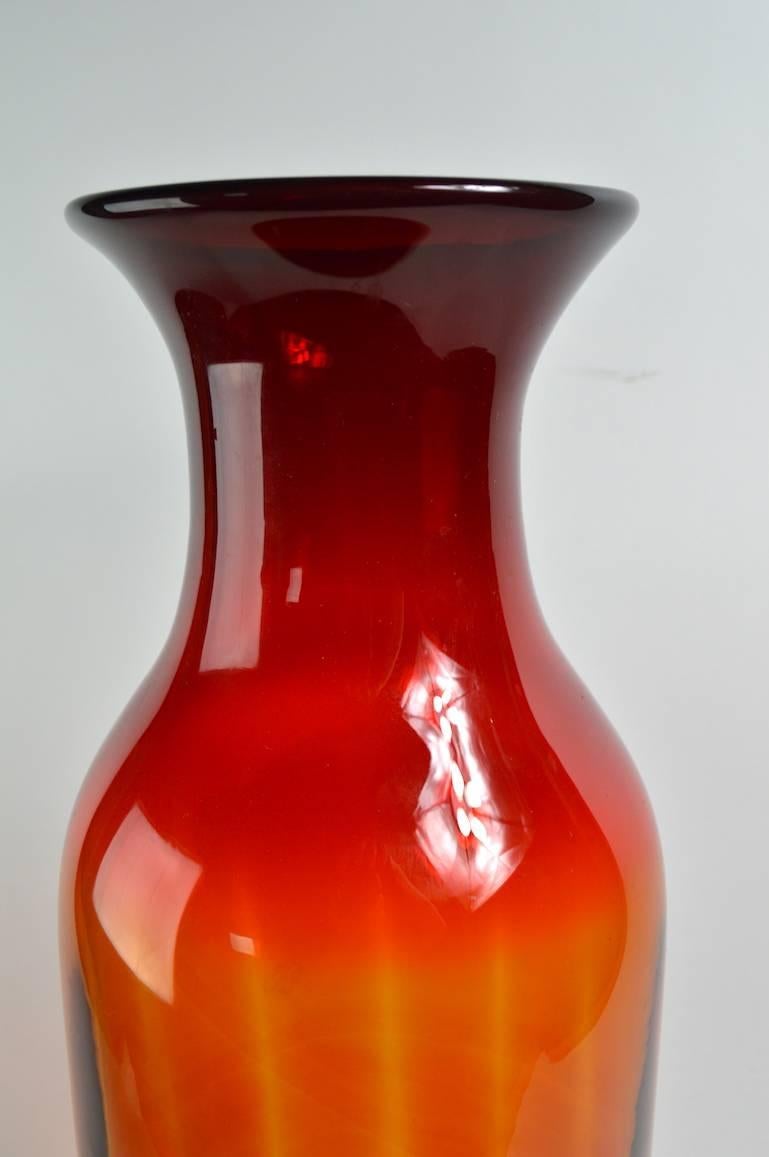20th Century Large Glass Vase Attributed to Blenko For Sale