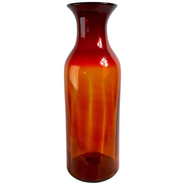 Amber Glass, Mid-Century, Bottle Vase by Otto Brauer for Holmegaard For ...