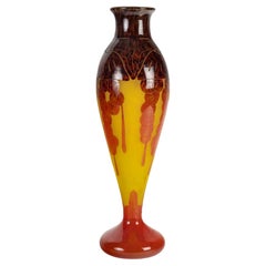 Grand vase en verre de Charles Schneider, période Art déco, 1930.