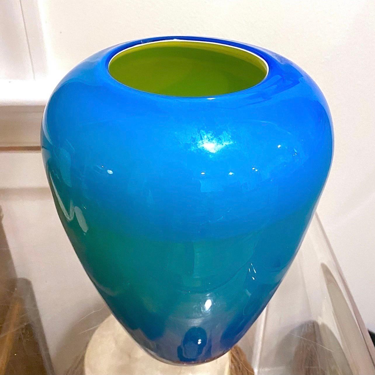 20th Century Large Glass Vase Design Anja Kjaer for Holmegaard Royal Copenhagen For Sale