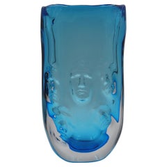 Large Glass Vase with Faces by Martino Signoretto, Murano, Italy