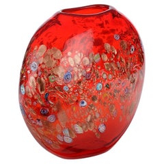 Large Glass Vase With Polychrome And Murrina Inclusions