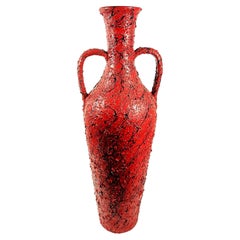 Large Glazed Ceramic Amphora Floor Vase, 1970s
