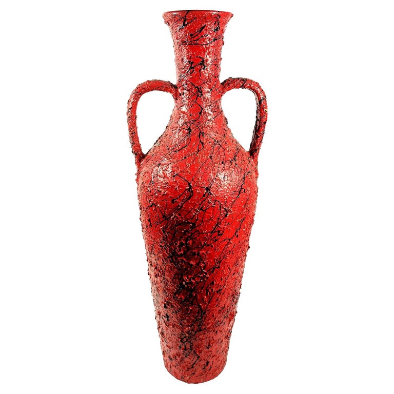 Large Glazed Ceramic Amphora Floor Vase, 1970s at 1stDibs