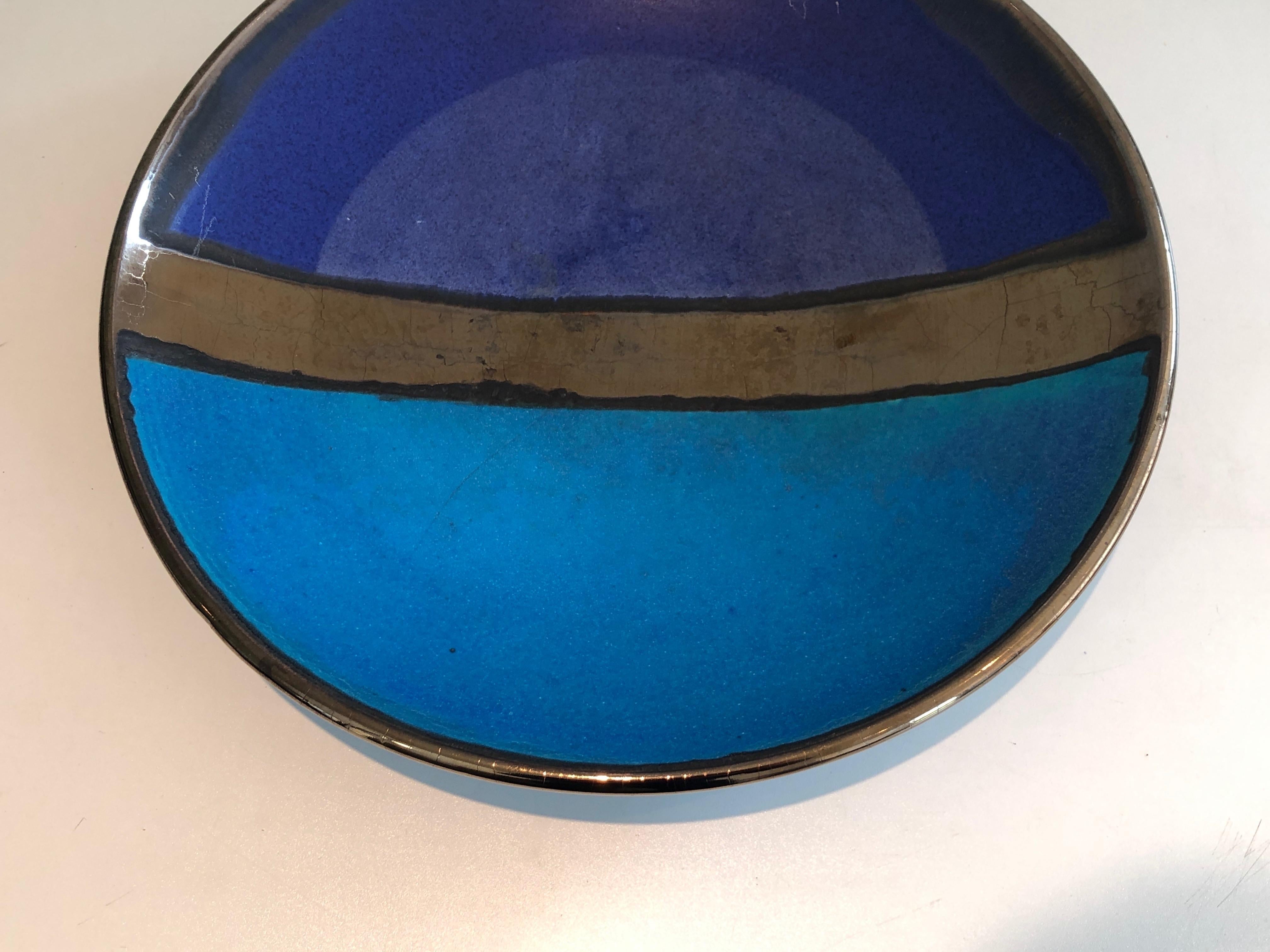 Large Glazed Ceramic Dish, French Work, circa 1970 For Sale 2
