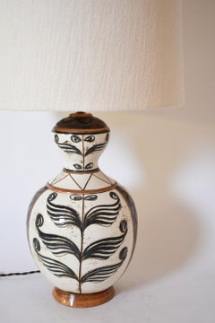Large glazed ceramic lamp in baluster shape, 1950s.