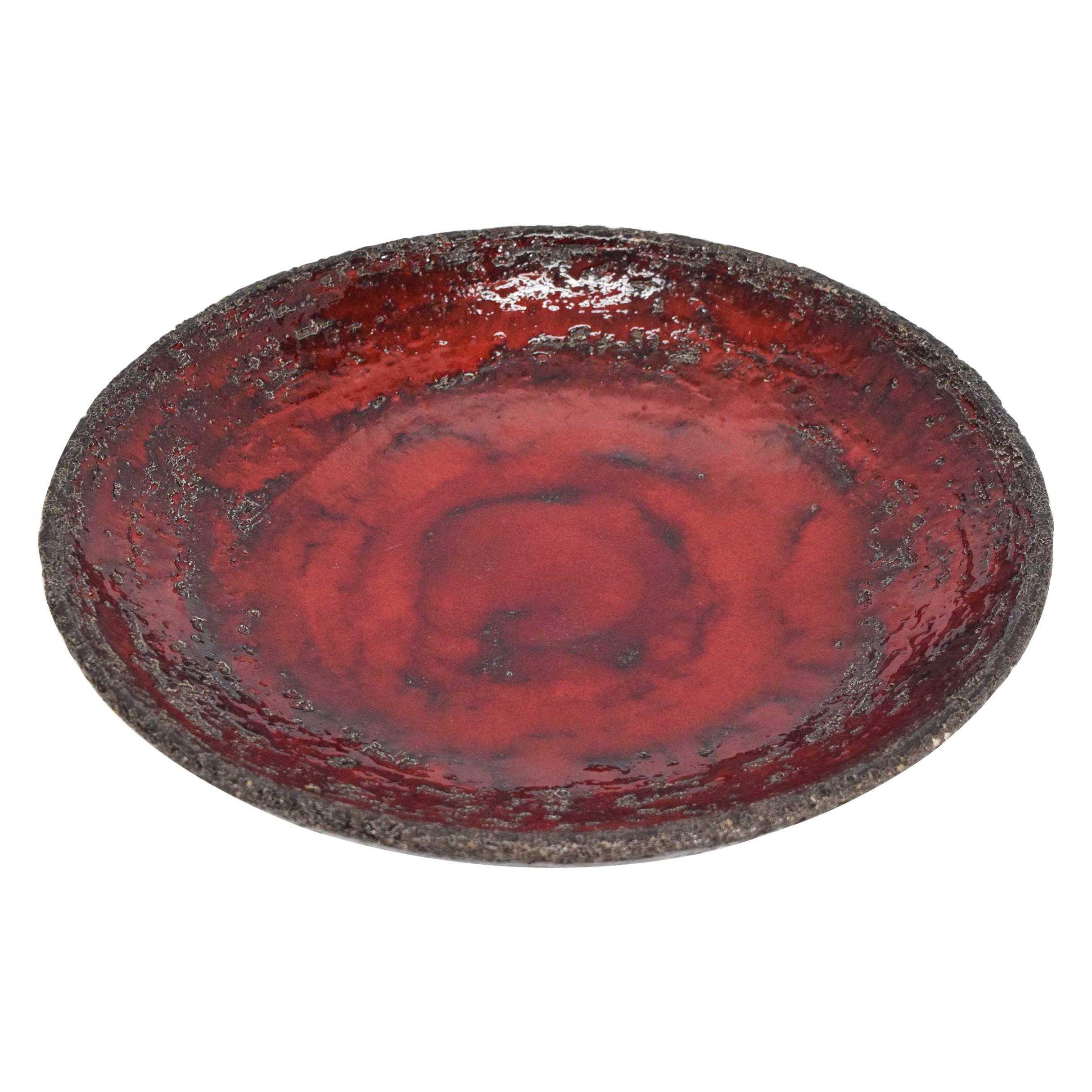 Large Glazed Ceramic Plate, Charge, 1950s