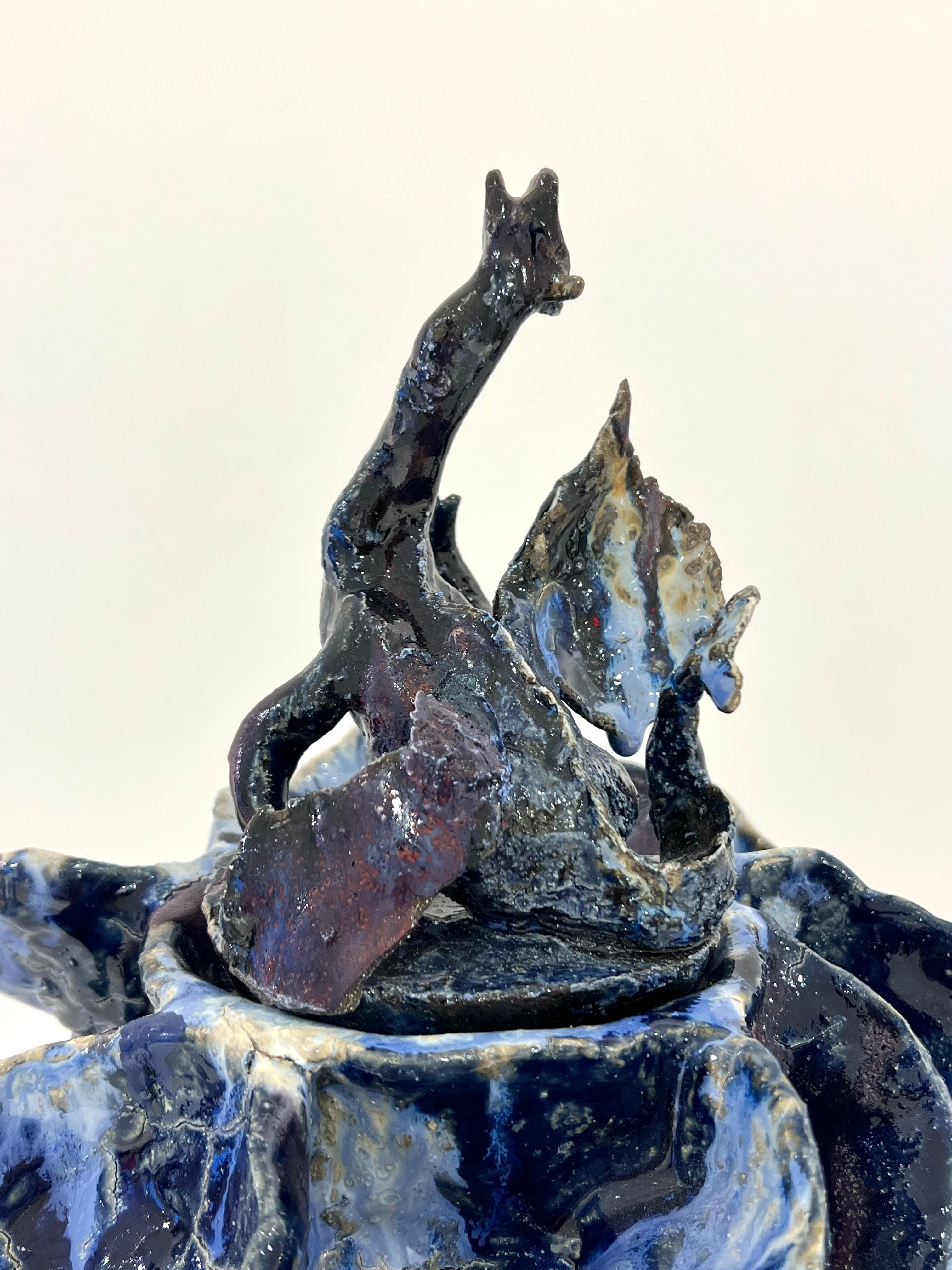 Danese Grande vaso scultoreo in ceramica smaltata di Henrik Folsgaard in vendita