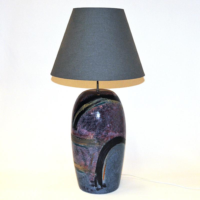 Swedish Large Glazed Ceramic Tablelamp by Cilla Adelcreutz & Lars Jöransson, Sweden 1980 For Sale