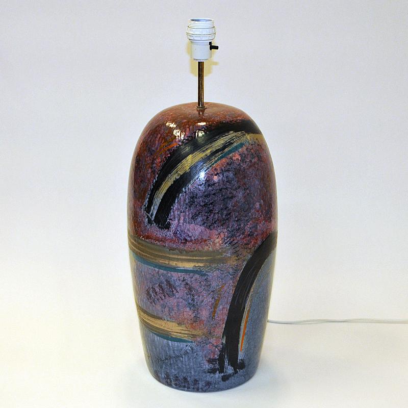 Late 20th Century Large Glazed Ceramic Tablelamp by Cilla Adelcreutz & Lars Jöransson, Sweden 1980 For Sale