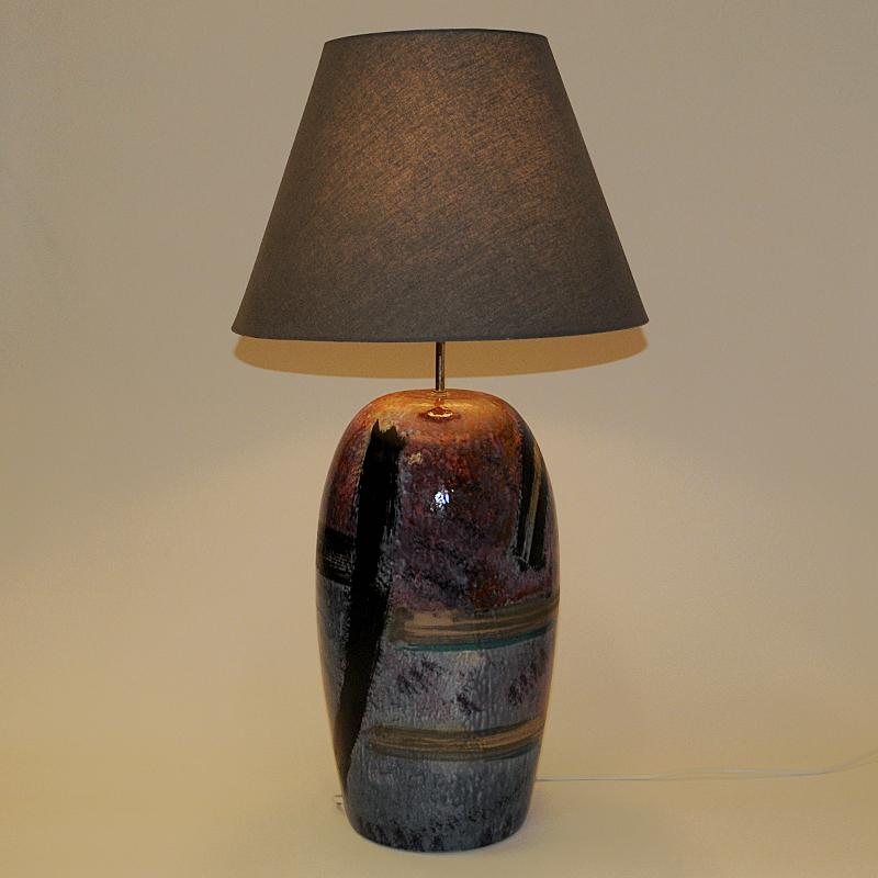 Large Glazed Ceramic Tablelamp by Cilla Adelcreutz & Lars Jöransson, Sweden 1980 For Sale 2