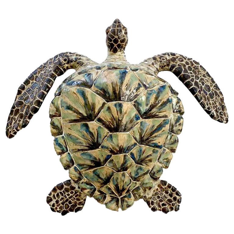 Large Glazed Ceramic Turtle Sculpture