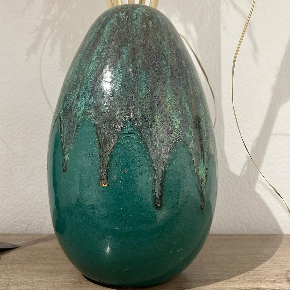 French Large Glazed Ceramic Vase by Atelier Primavera, 1950s For Sale
