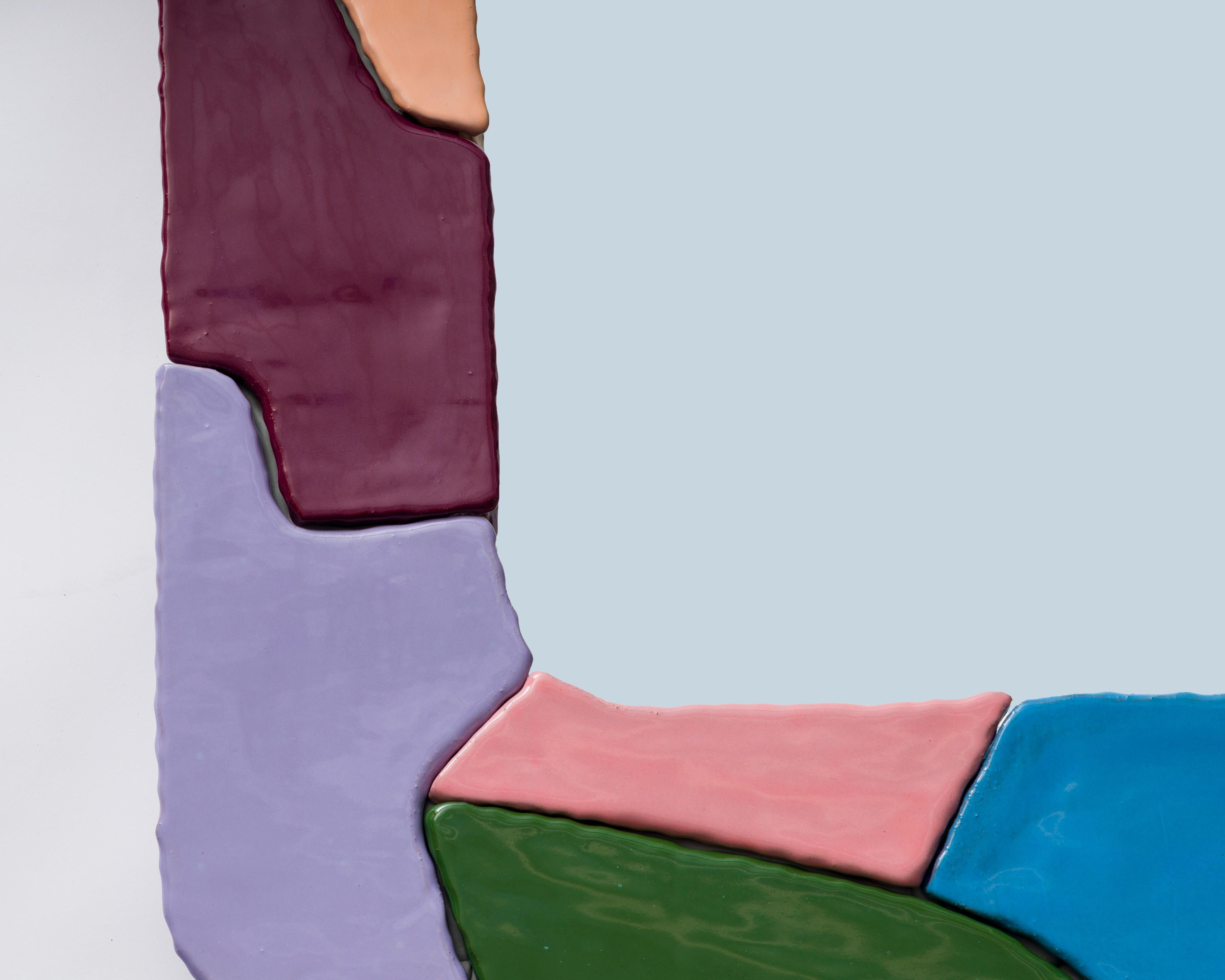 American Large Glazed Ceramic Wall Mirror by Sean Gerstley
