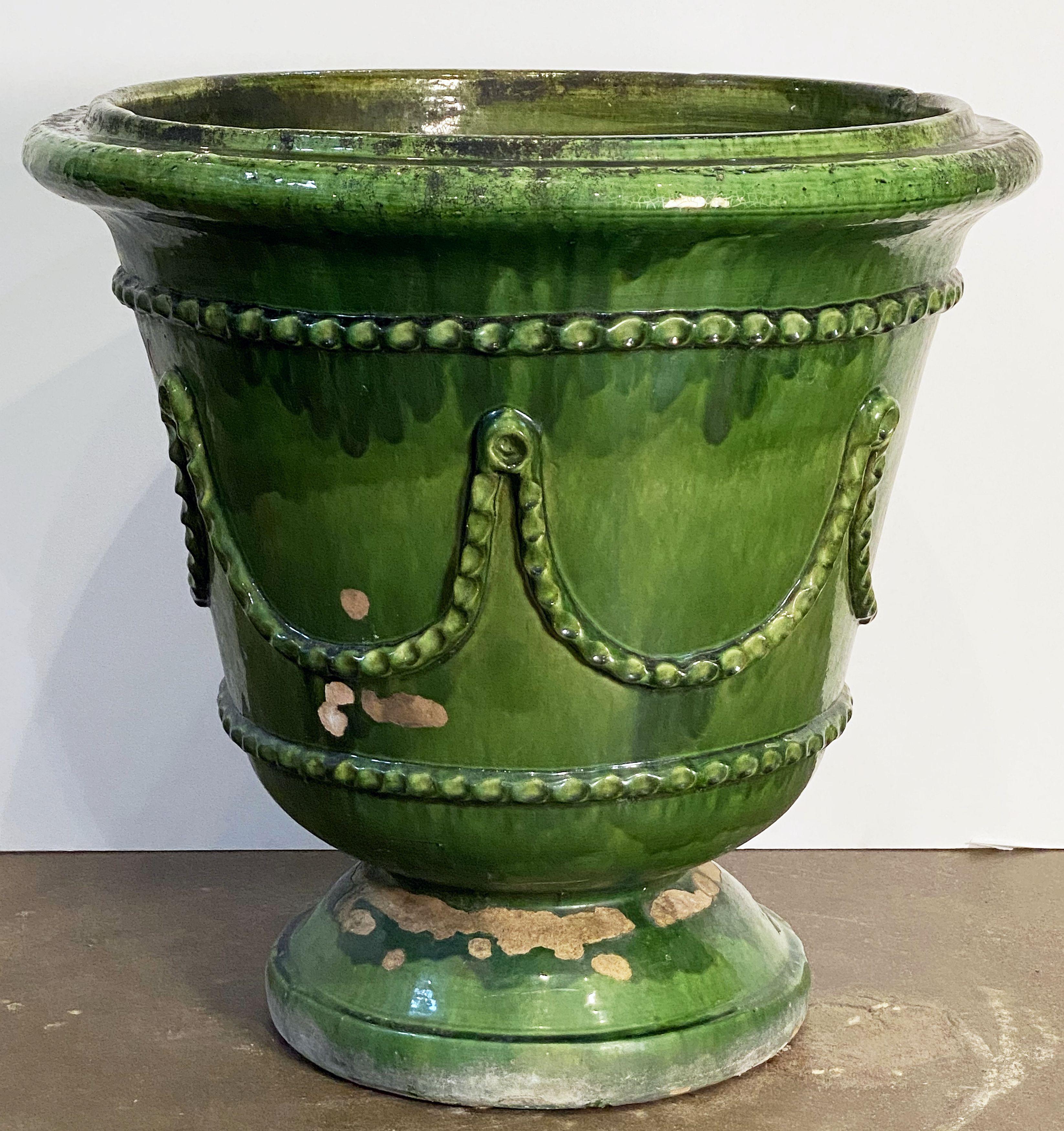 Large Glazed Earthenware Castelnaudary-Style Urn or Planter Pot from France For Sale 5