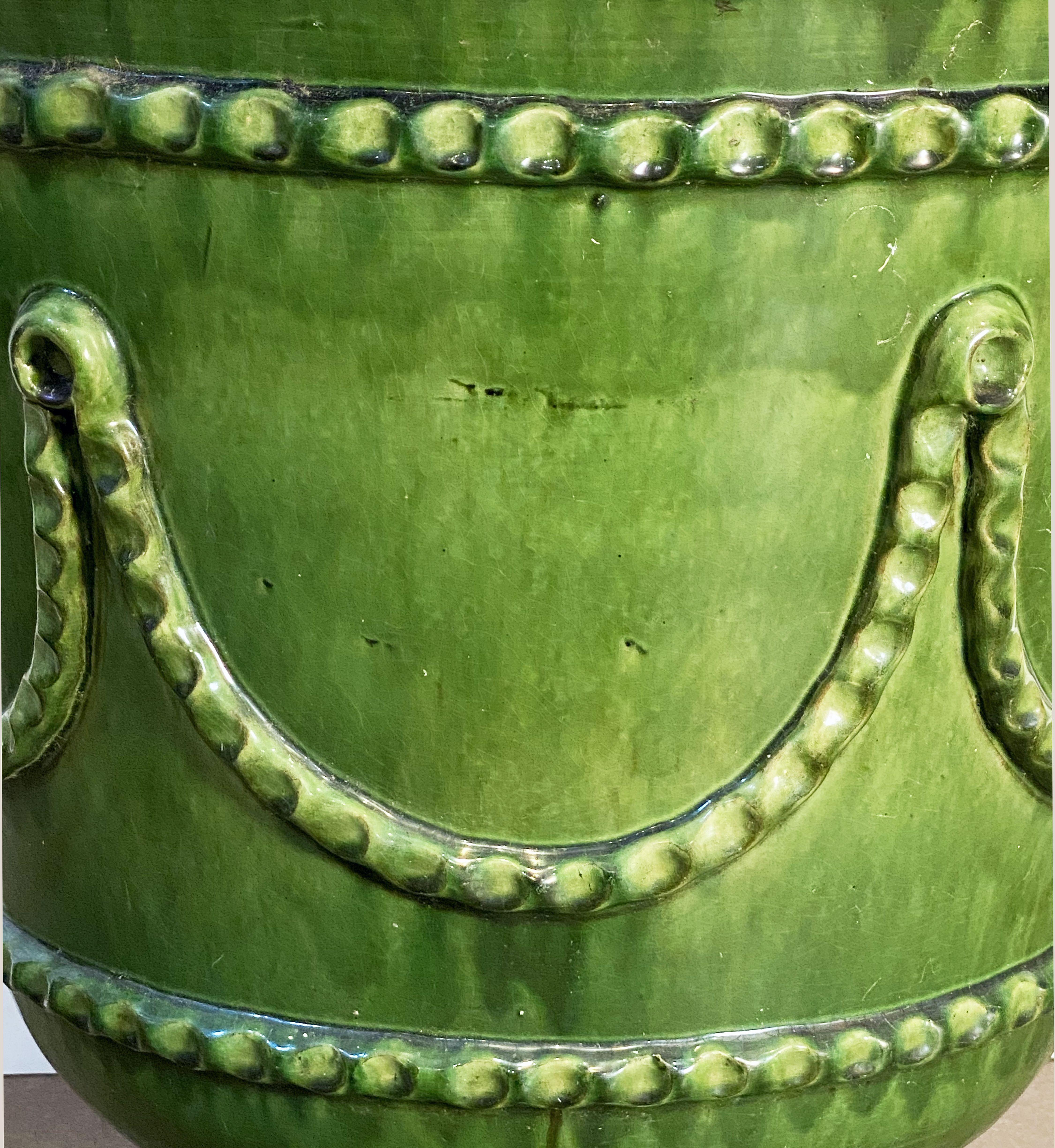 Large Glazed Earthenware Castelnaudary-Style Urn or Planter Pot from France For Sale 7