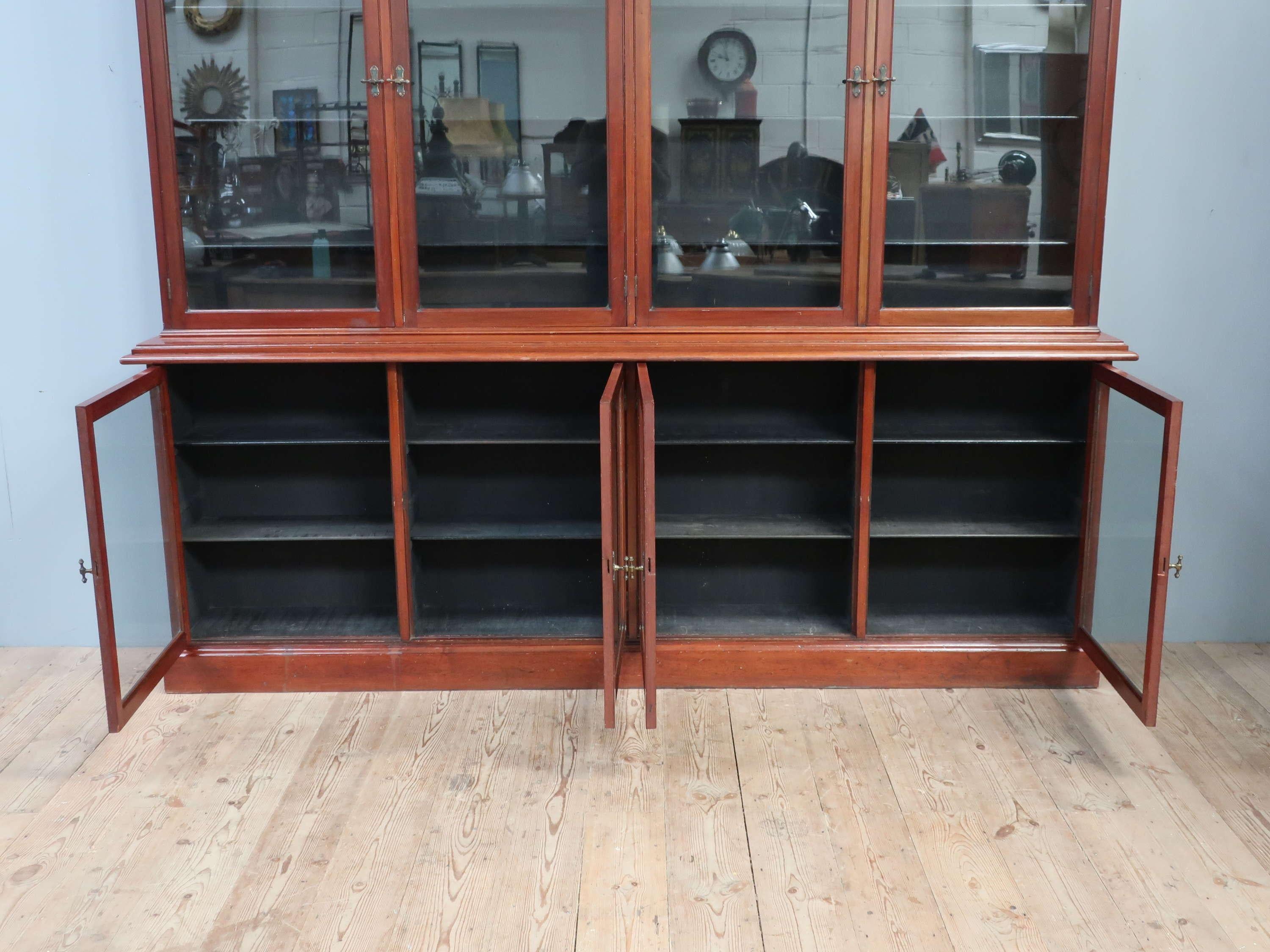 Large Glazed English Pharmacy Cabinet For Sale 2
