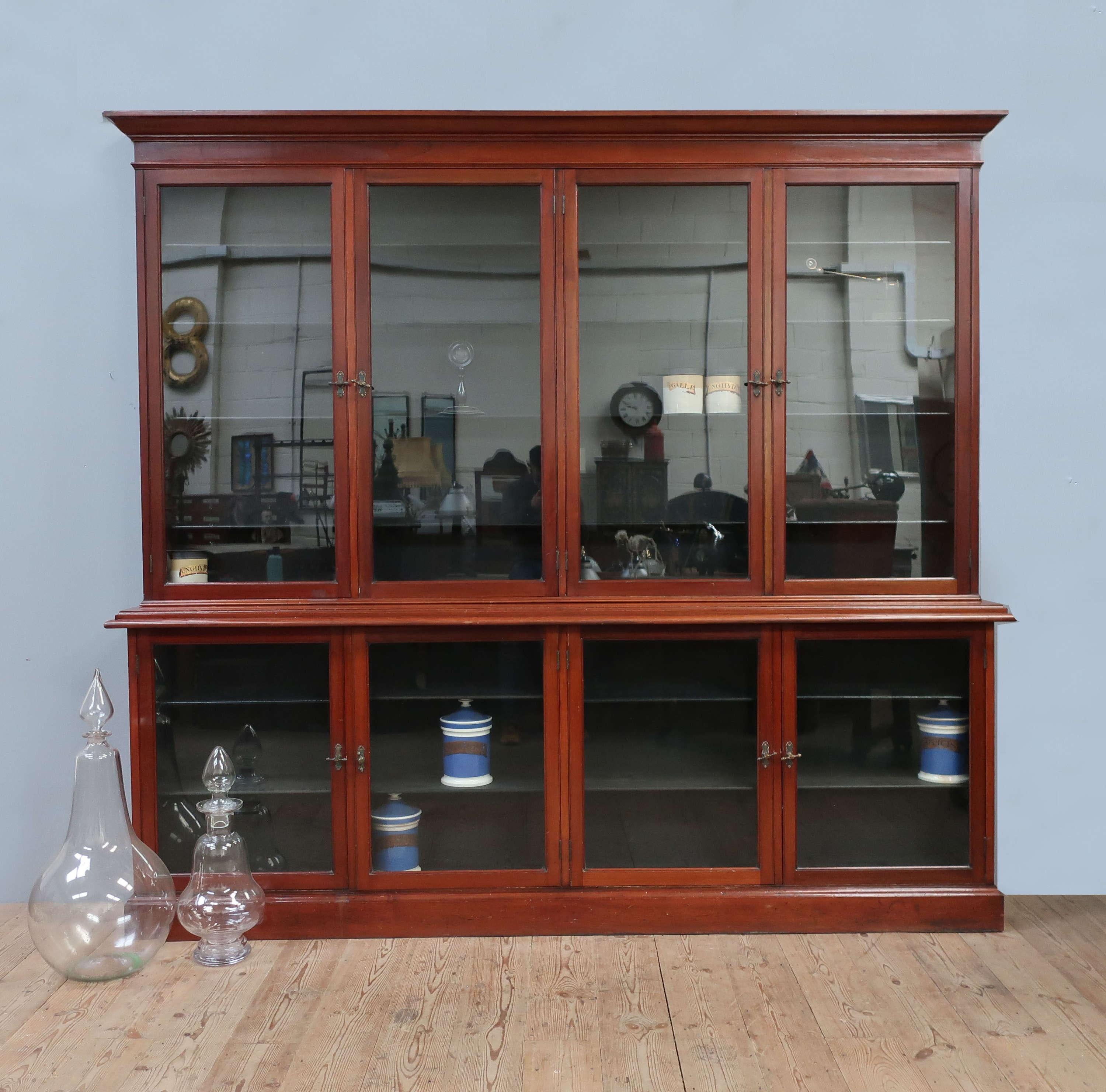 Large Glazed English Pharmacy Cabinet In Good Condition For Sale In Downham Market, GB