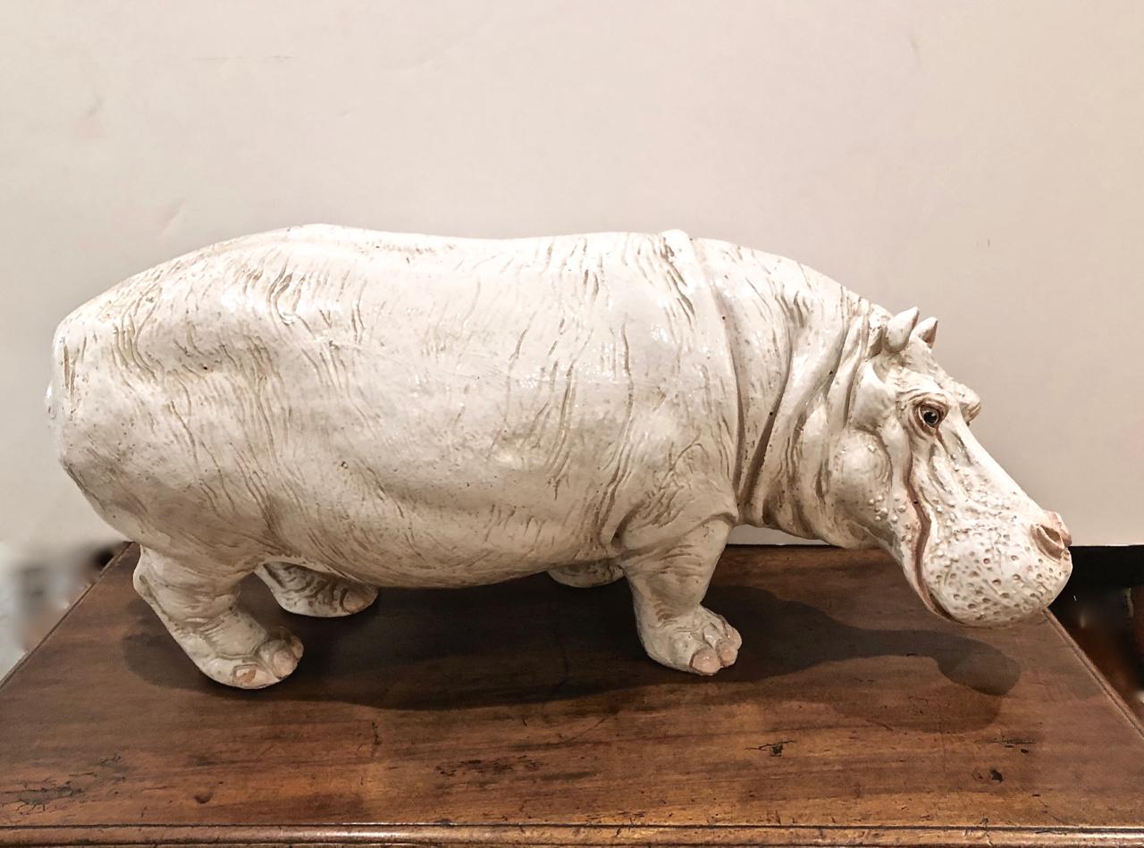 Large Glazed Italian Terracotta Hippopotamus 6