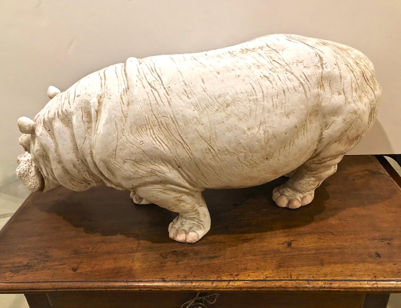 Large Glazed Italian Terracotta Hippopotamus 3