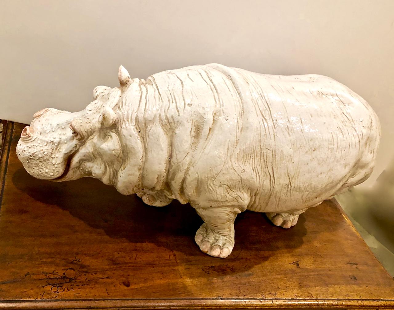 Large Glazed Italian Terracotta Hippopotamus 4