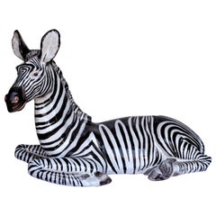 Großes glasiertes Terrakotta-Zebra - Italien:: um 1960