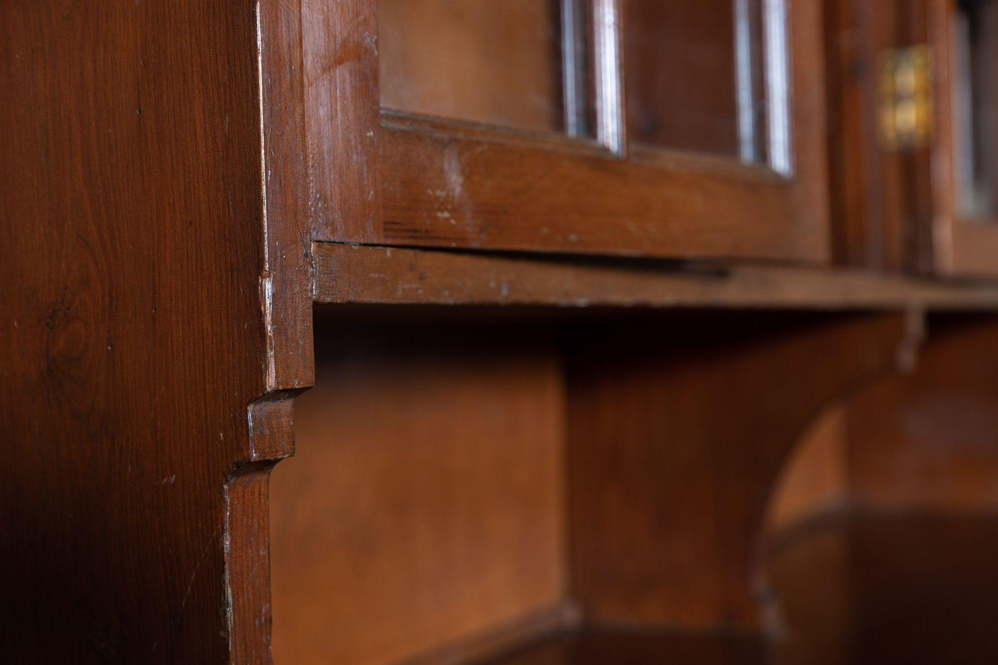 Large Glazed Pine & Oak Bookcase / Housekeepers Cabinet 8