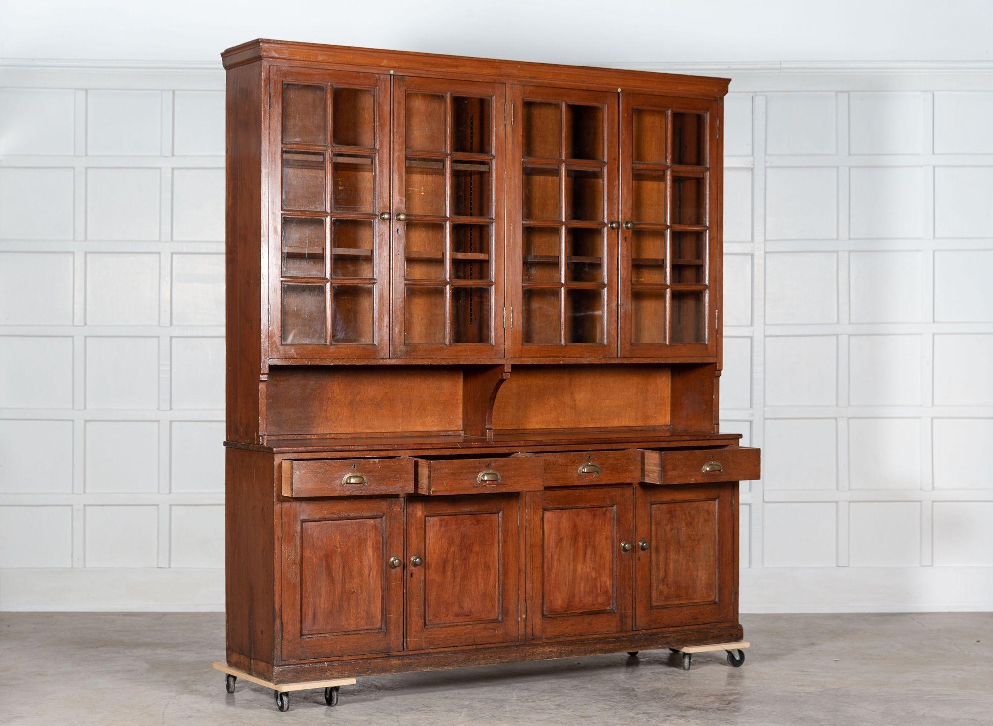 Large Glazed Pine & Oak Bookcase / Housekeepers Cabinet 4