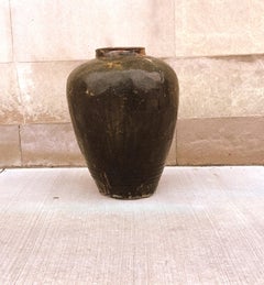 Large Glazed Pottery Asian Wine Jar