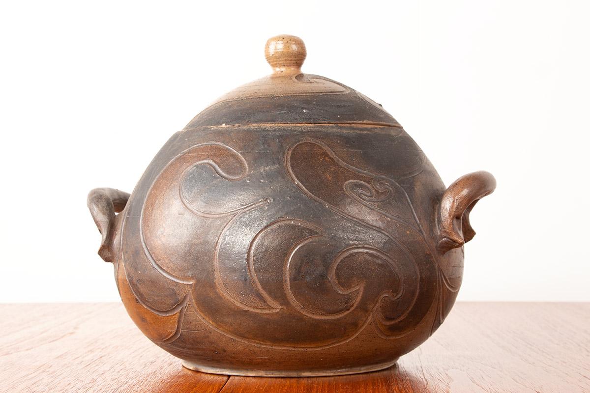 Fin du 20e siècle Grand pot en grès émaillé à décor stylisé par Georges Martin France 197 en vente