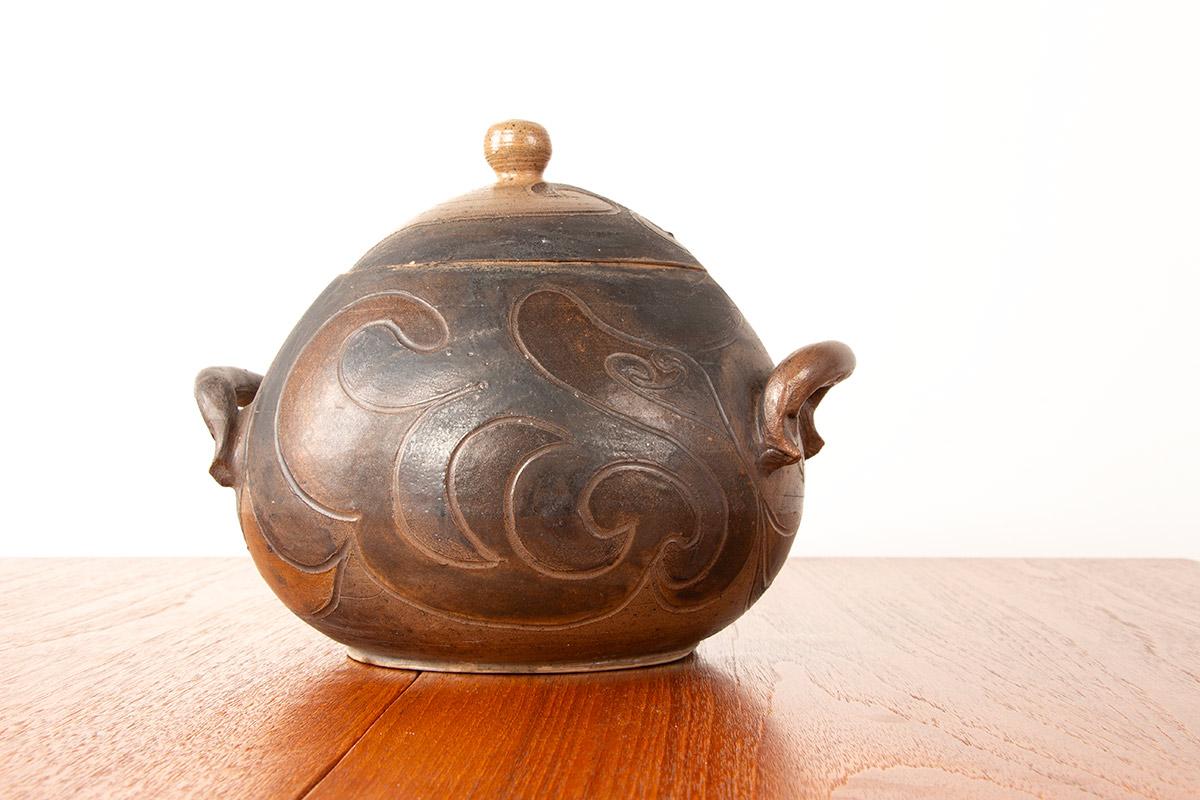 Grès Grand pot en grès émaillé à décor stylisé par Georges Martin France 197 en vente