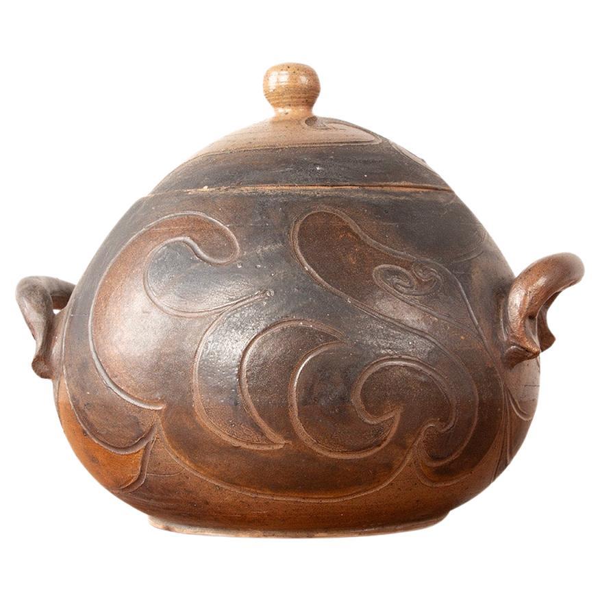 Grand pot en grès émaillé à décor stylisé par Georges Martin France 197 en vente