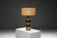 Große glasierte Steingut-Tischlampe von Tue Poulsen, Dänemark ca. 1950er Jahre