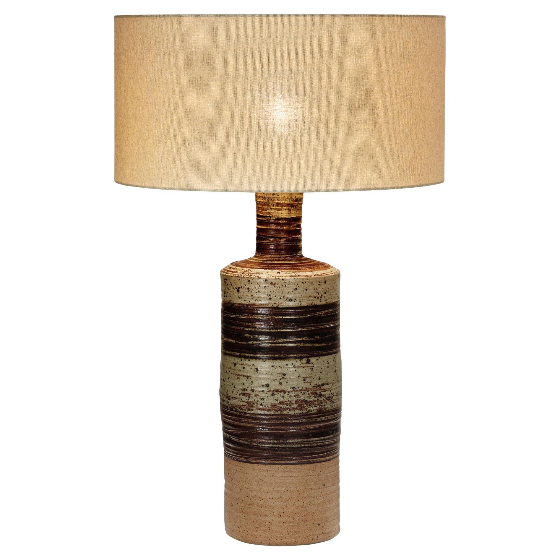 Large Glazed Stoneware Table Lamp by Tue Poulsen, Denmark ca 1950s For Sale