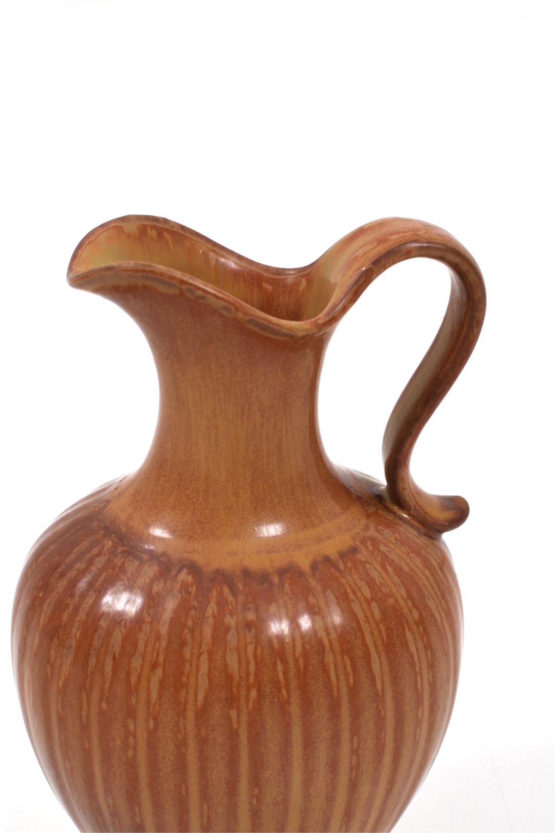 Swedish Large Glazed Stoneware Vase with Handle by Gunnar Nylund for Rörstrand For Sale