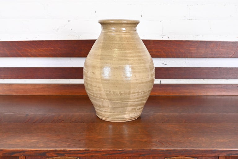 Large Glazed Studio Pottery Vase For Sale at 1stDibs