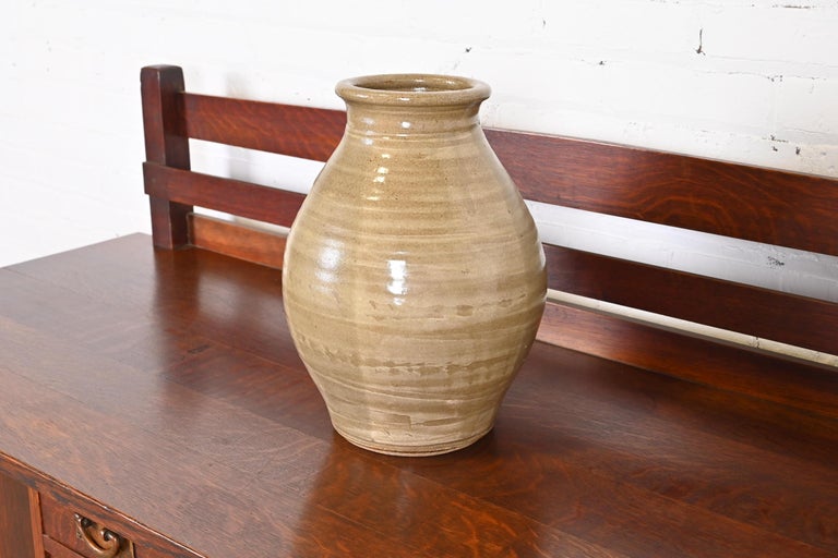 Large Glazed Studio Pottery Vase For Sale at 1stDibs