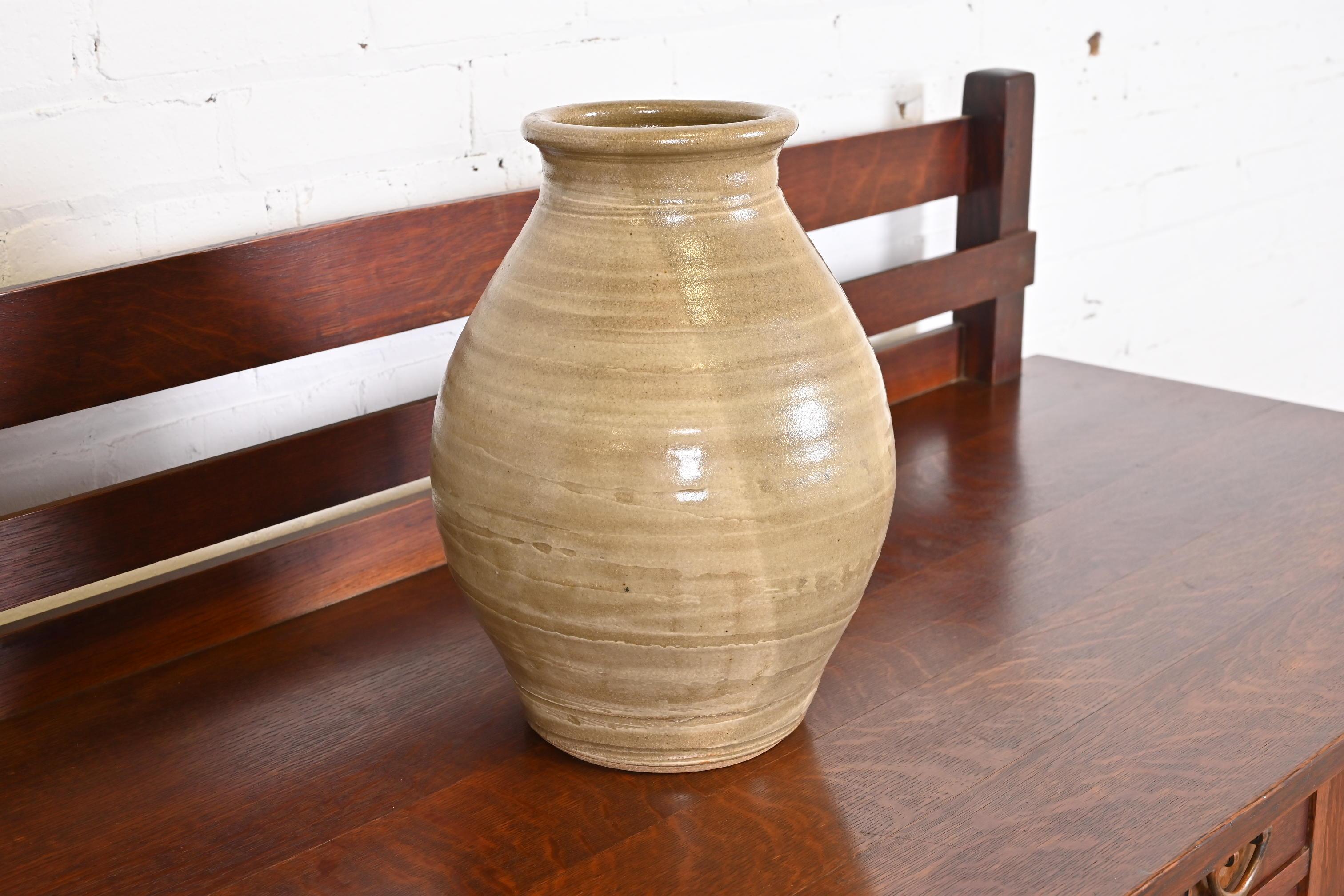Large Glazed Studio Pottery Vase In Good Condition In South Bend, IN