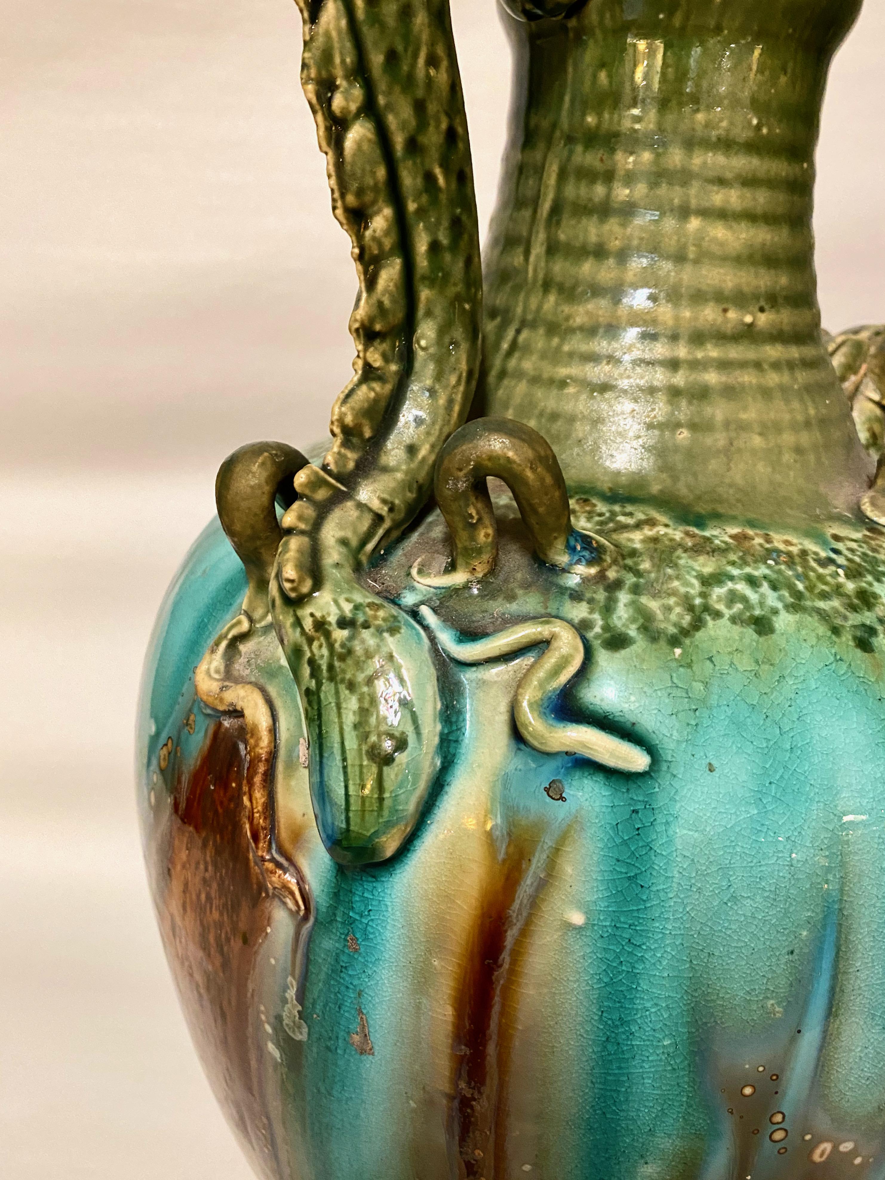 Large Glazed Tang-Style Terracotta Ewer In Good Condition In Pasadena, CA