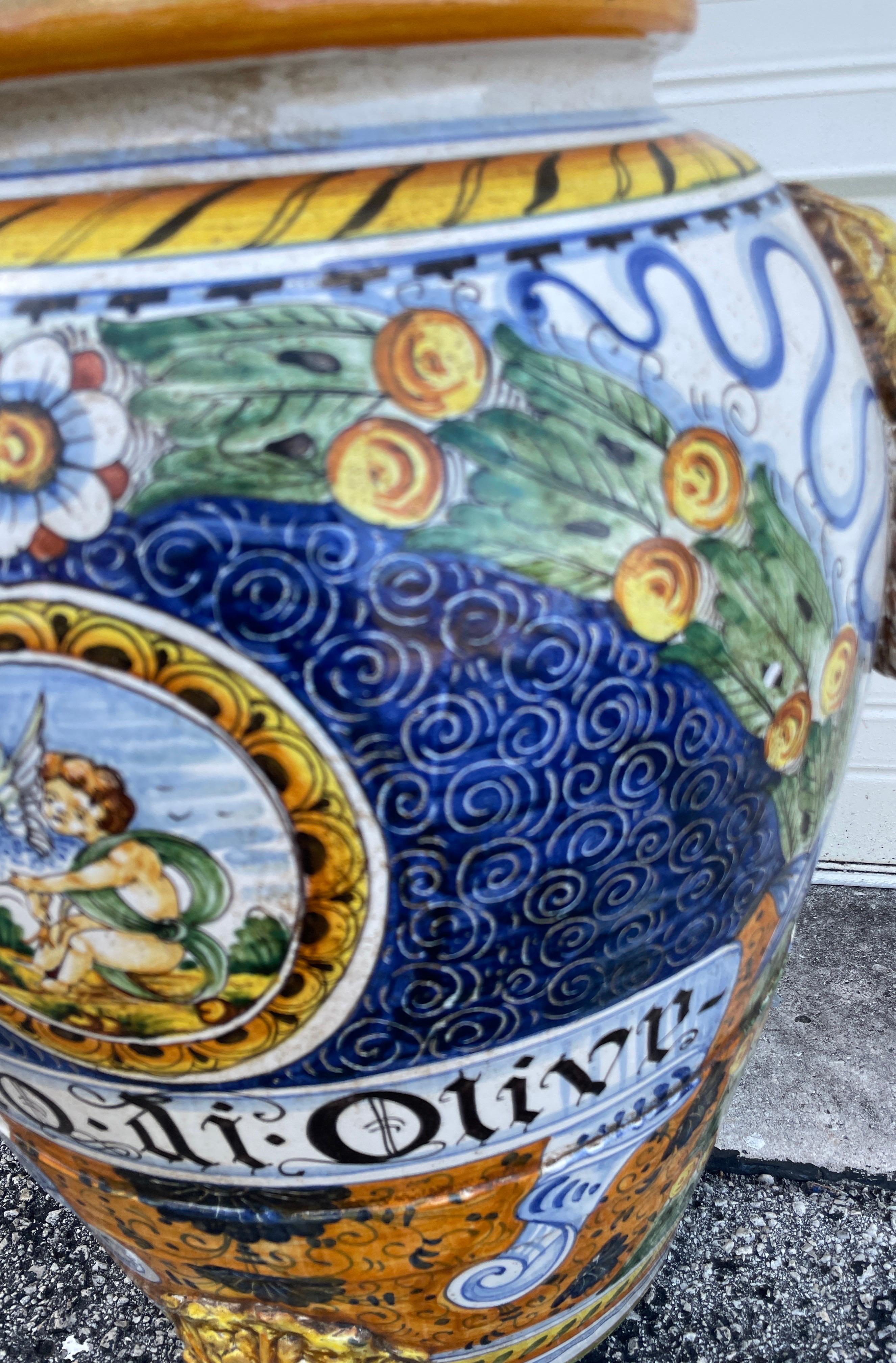Grande brocca per olio d'oliva in terracotta smaltata in vendita 1
