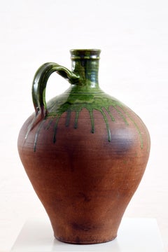 Large glazed terracotta jug or jar from the south of France, late 19th century