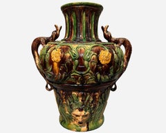 Large glazed terracotta wine fountain, Spain or Portugal, circa 1900