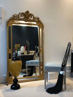 Large Glazing Beads Mirror in Giltwood Empress Eugenie's Head Early 19th Century
