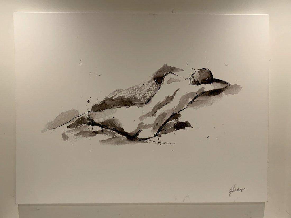 Moderne Grand paillette d'une femme nue couchée en vente