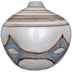 Grand vase d'art en grès de Glidden Pottery par Fong Chow