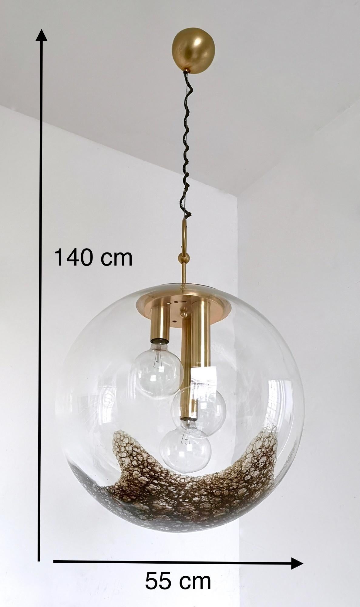 Postmodern Large Globe Blown Glass Pendant by Murrina with Pulegoso Parts, Italy 1
